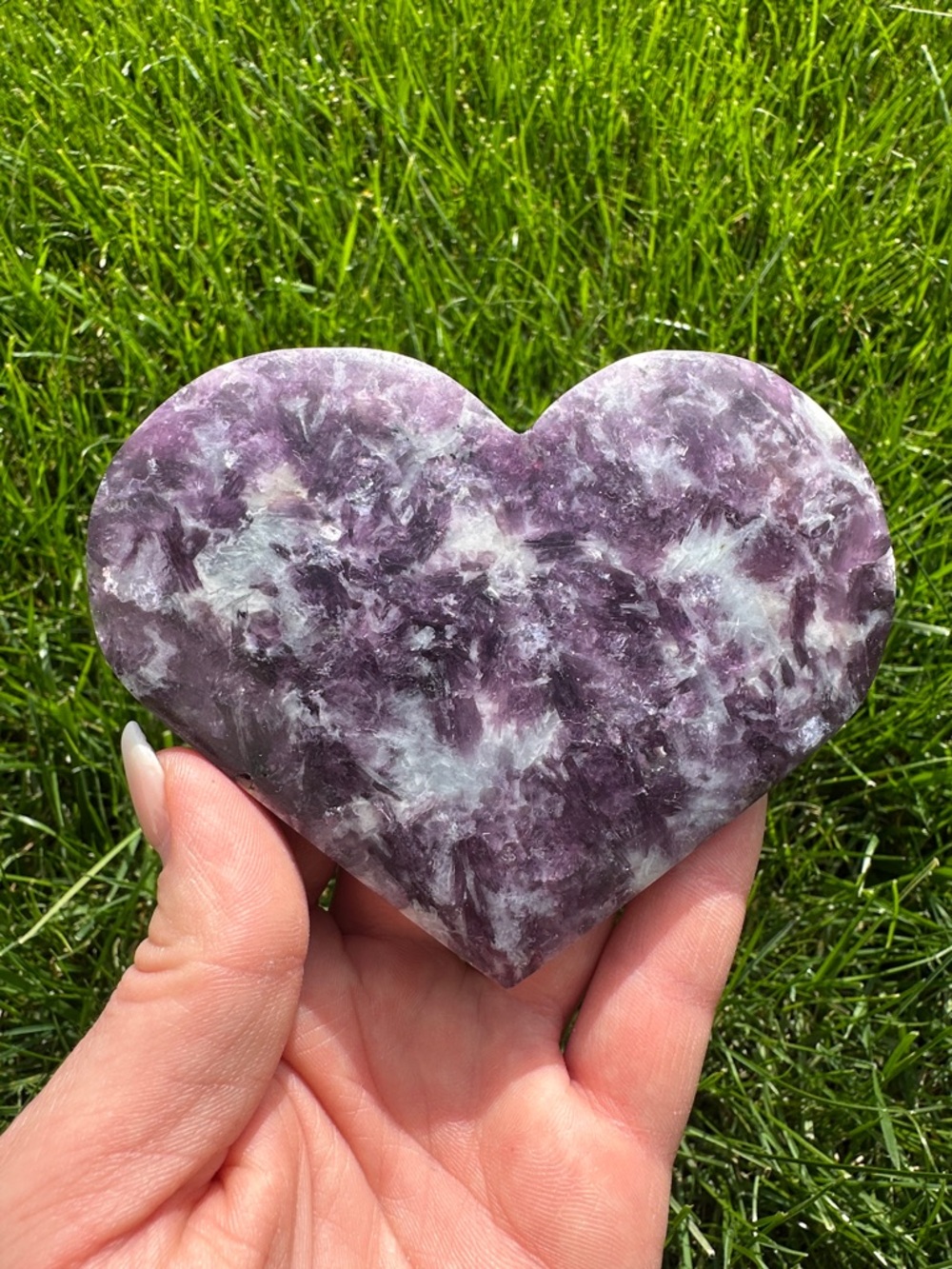 Purple & White Mica Heart-Shaped Stone